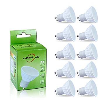 Lampaous 10er Pack Led GU10 5 Watt Dimmbar Led Leuchtmittel Reflektorlampe gu10 450lm superhell Ersatz für 35 bis 40 Watt Halogen Lampe warmweiss mit Milchglas Abedeckung von LAMPAOUS