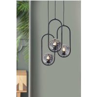 Moderne Industrielle Schwarze Metallrahmen Pendelleuchte Mit Rauchglaskugeln Für Kücheninsel Oder Wohnzimmer Deckenbeleuchtung von LampelDesign