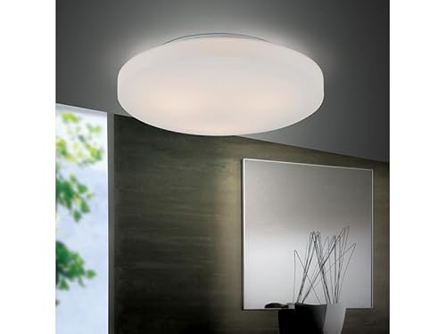 Lampenlux LED Deckenlampe Deckenleuchte Dabo Glasschirm weiss E27 12W Ø:35cm Glas Schirm von Lampenlux
