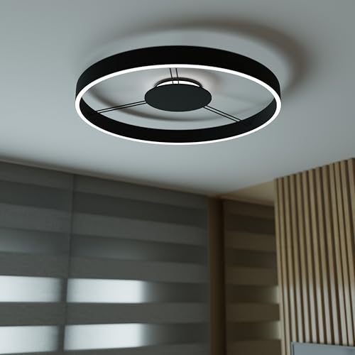 Lampenlux LED-Deckenleuchte Sonia modern einzigartige Deckenlampe hochwertig direkt und indirekt Schlafzimmerleuchte Designleuchte Wohnzimmerlampe (Schwarz matt, 800) von Lampenlux