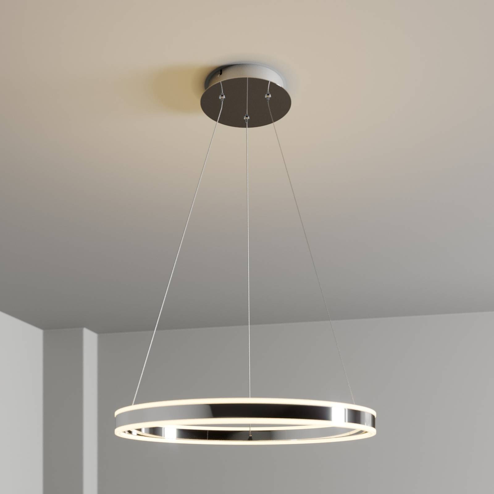 LED-Pendelleuchte Lyani in Chrom, dimmbar, 60 cm von LUCANDE