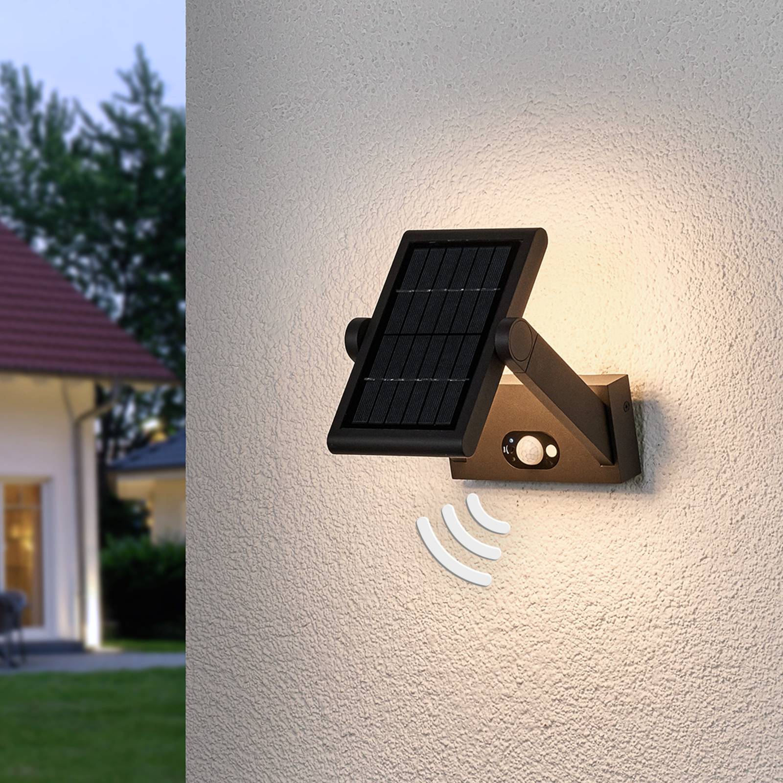 Solarbetriebene LED-Außenwandlampe Valerian von LUCANDE