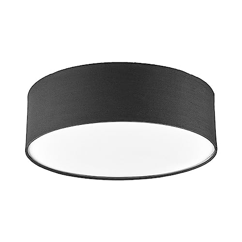 Lindby LED Textil Deckenleuchte rund 40 cm, Deckenlampe Stoff grau, 3xE27 max. 60W, ohne Leuchtmittel, LED Deckenleuchte Stoff, Wohnzimmerleuchte von Lindby