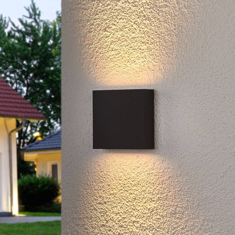 Lucande LED-Außenwandlampe Trixy, anthrazit, Metall, IP54 von LUCANDE