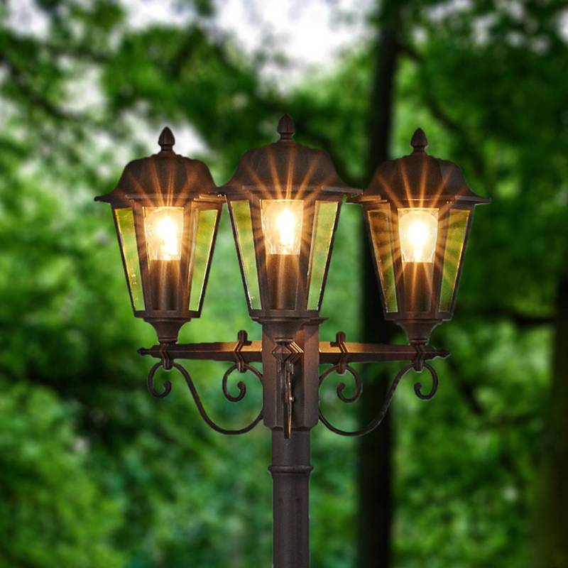 Lindby Außenleuchte Lamina, 172cm, 3-flg., schwarz-rost, E27 von LINDBY