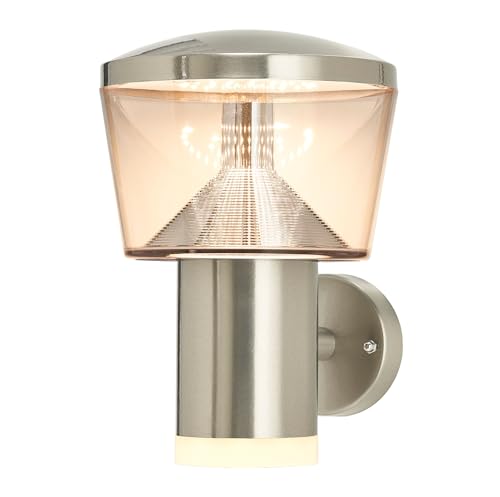 Lindby Edelstahl LED Wandlampe aussen, Aussenwandleuchte spritzwassergeschützt IP44, 1x 8,1W LED, warmweiß (3.000K), Außenleuchte von Lampenwelt