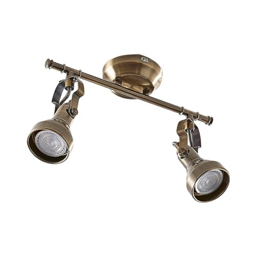 Lindby Deckenlampe 'Perseas' (Vintage, Industriell) in Bronze aus Metall u.a. für Wohnzimmer & Esszimmer (2 flammig, GU10) - Deckenleuchte, Lampe, Wohnzimmerlampe von Lampenwelt