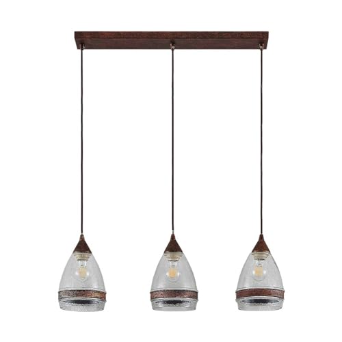 Lindby Pendelleuchte 'Millina' (Retro, Vintage, Antik) in Braun aus Glas u.a. für Küche (3 flammig, E27) - Deckenlampe, Esstischlampe, Hängelampe, Hängeleuchte, Küchenleuchte von Lampenwelt