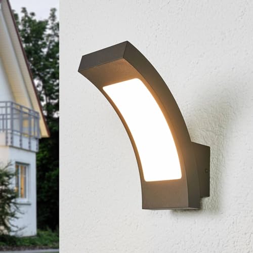 Lucande LED Wandleuchte außen 'Juvia' (spritzwassergeschützt) (Modern) in Schwarz aus Aluminium (1 flammig,) - LED-Außenwandleuchten Wandlampe, Led Außenlampe, Outdoor Wandlampe für von Lampenwelt