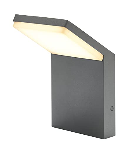 Lucande LED Wandleuchte außen 'Nevio' (spritzwassergeschützt) (Modern) in Schwarz aus Aluminium (1 flammig,) - LED-Außenwandleuchten Wandlampe, Led Außenlampe, Outdoor Wandlampe für von Lucande