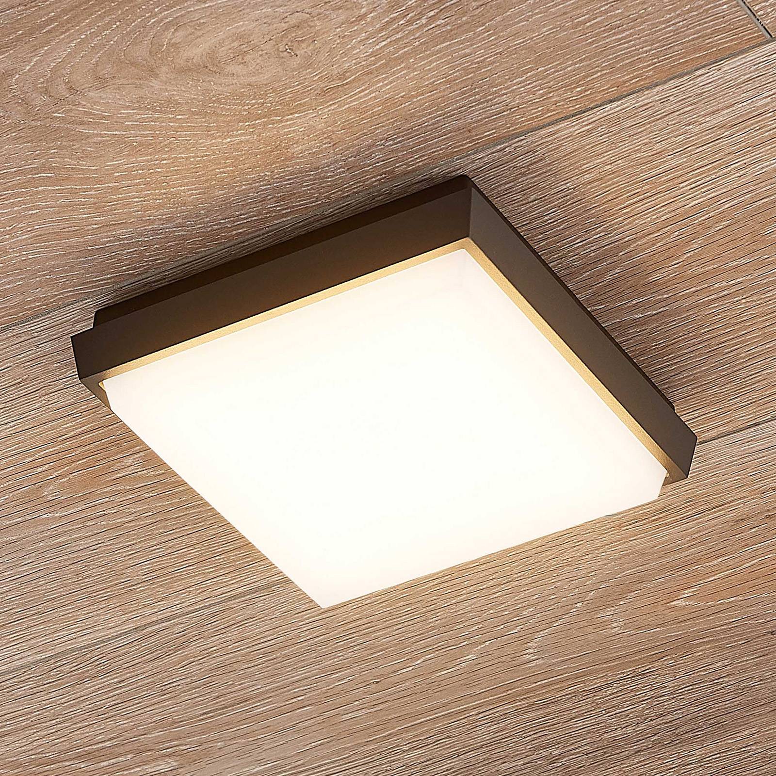Lucande Amra LED-Außendeckenleuchte, eckig 17,5 cm von LUCANDE