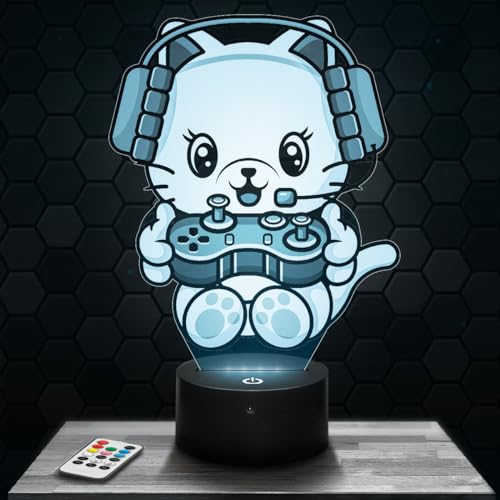 Lampe Gamer Katze deko Zimmer Junge Lampe 3D Gamer Katzeobjekt Gaming Gamer Videospiele Geschenk gedämpftes Licht Nachtlicht deko Büro. Eigenartig Geschenk Weihnachten Teenager von Lampephoto.fr