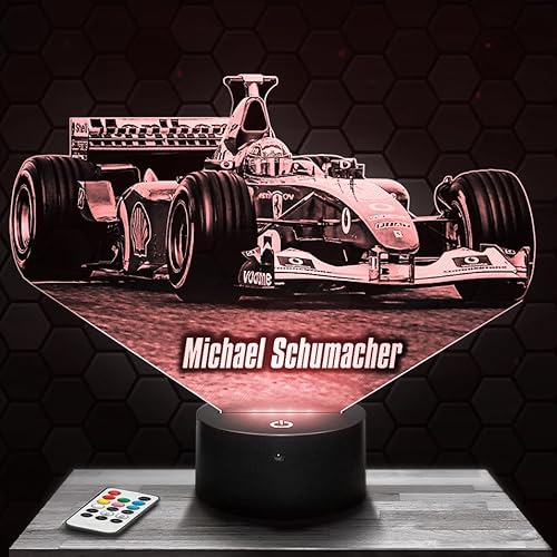 Nachttischlampe - Touch-Nachtlicht Formule 1 Michael.S F1 3D-LED-Lampe Illusion, Geschenkidee Weihnachten Geburtstag Junge und Mädchen Nachttischlampe Kinder- oder Erwachsenenzimmer TOP von Lampephoto.fr