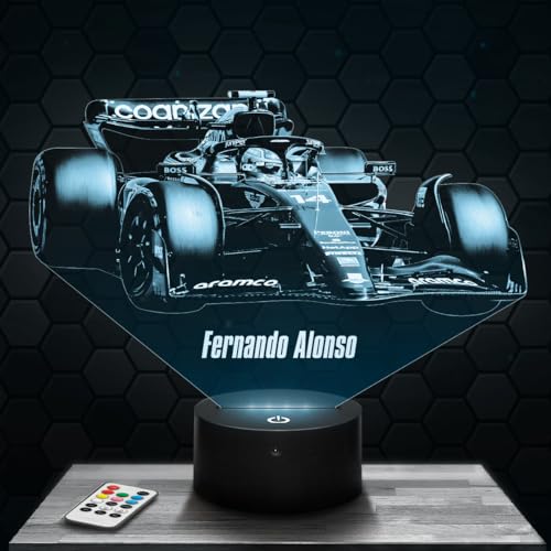 Nachttischlampe F. Alonso Neues F1-Team Formel-1-Rennwagen Geschenkidee für Männer F. Alonso Neues Team Erwachsenen-Nachtlicht Deko-Zimmer originelle Geschenkidee für Männer von Lampephoto.fr