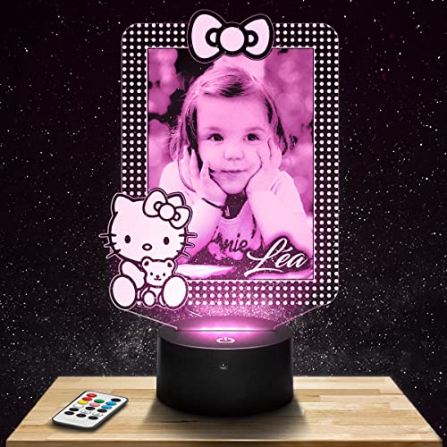Lampephoto.fr Personalisierte Nachtlicht LED Hello Kitty für kinder mit foto. Geschenk mädchen Nachtlicht 7/16 farben touch dimmbar Kinderzimmer Deko Geschenke mädchen nachtlampe von Lampephoto.fr