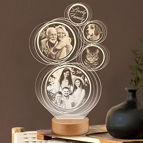 Lampephoto.fr - Personalisierte lampe mit foto und text durch Lasergravur. Geburtstagsgeschenk fotolampe Geschenkidee für weihnachten. Geschenk für Mann und Frau. 3D lampe mit Bild. Fotogeschenk von Lampephoto.fr