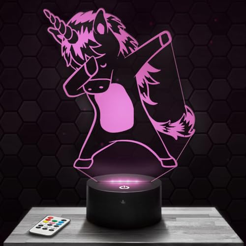 Nachttischlampe - Touch-Nachtlicht Einhorn DAB Tier 3D-LED-Lampe Illusion, Geschenkidee Weihnachten Geburtstag Junge und Mädchen Nachttischlampe Kinder- oder Erwachsenenzimmer von Lampephoto.fr