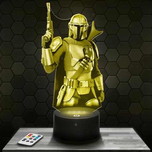 Nachttischlampe - Touch-Nachtlicht Videospiel Mandalorian 3D-LED-Lampe Illusion, Geschenkidee Weihnachten Geburtstag Junge und Mädchen Nachttischlampe Kinder- oder Erwachsenenzimmer von Lampephoto.fr