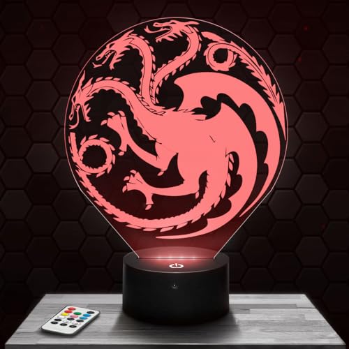 Nachttischlampe - Touch-Nachtlicht Targaryen 3D-LED-Lampe Illusion, Geschenkidee Weihnachten Geburtstag Junge und Mädchen Nachttischlampe Kinder- oder Erwachsenenzimmer von Lampephoto.fr