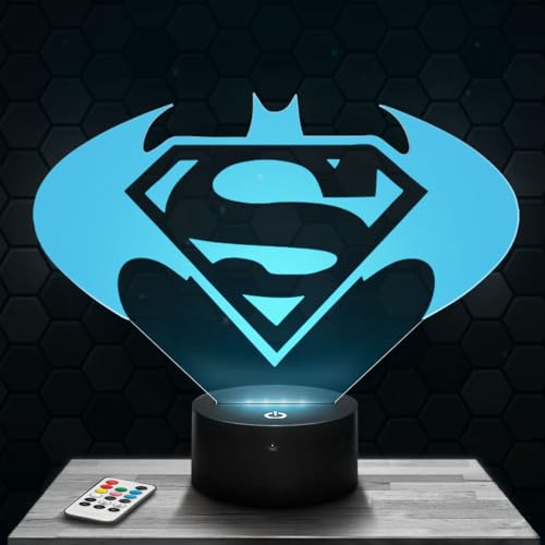 Nachttischlampe - Touch-Nachtlicht Logo Batman VS Superman 3D-LED-Lampe Illusion, Geschenkidee Weihnachten Geburtstag Junge und Mädchen Nachttischlampe Kinder- oder Erwachsenenzimmer von Lampephoto.fr