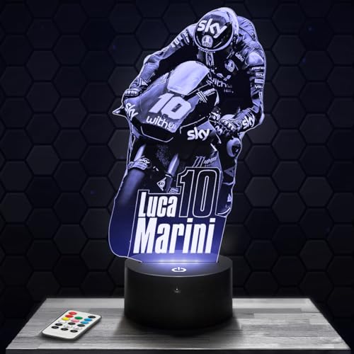 Nachttischlampe - Touch-Nachtlicht Moto GP Luca.M 3D-LED-Lampe Illusion, Geschenkidee Weihnachten Geburtstag Junge und Mädchen Nachttischlampe Kinder- oder Erwachsenenzimmer von Lampephoto.fr