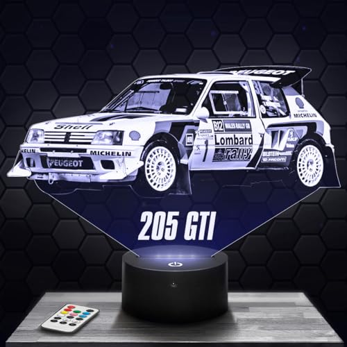 Nachttischlampe - Touch-Nachtlicht Auto 205 GTI Rallye 3D-LED-Lampe Illusion, Geschenkidee Weihnachten Geburtstag Junge und Mädchen Nachttischlampe Kinder- oder Erwachsenenzimmer TOP von Lampephoto.fr