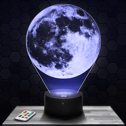 Nachttischlampe - Touch-Nachtlicht Vollmond 3D-LED-Lampe Illusion, Geschenkidee Weihnachten Geburtstag Junge und Mädchen Nachttischlampe Kinder- oder Erwachsenenzimmer von Lampephoto.fr