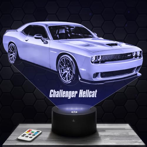 Nachttischlampe Auto Challenger Hellcat D deko Supercar Fahrzeug Luxus Tuning. Geschenkidee Mann objekt Auto Challenger Hellcat D Nachtlicht Erwachsene deko Zimmer. Weihnachten TOP von Lampephoto.fr
