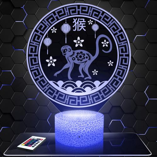 Nachttischlampe Chinesischen Sternzeichen Affe deko Astral Horoskop China. Geschenkidee objekt Chinesischen Sternzeichen Affe Nachtlicht Erwachsene deko Zimmer. originell von Lampephoto.fr