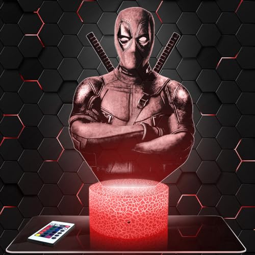 Nachttischlampe Dead Pool deko Super Hero Film Comic. Geschenkidee Mann Frau objekt Dead PoolNachtlicht Erwachsene deko Zimmer. originell TOP von Lampephoto.fr