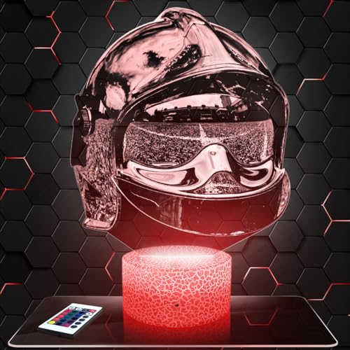 Nachttischlampe Feuerwehrhelm deko Feuerwehrmann Geschenkidee Mann objekt Feuerwehrhelm Nachtlicht Erwachsene deko Zimmer. originell TOP von Lampephoto.fr