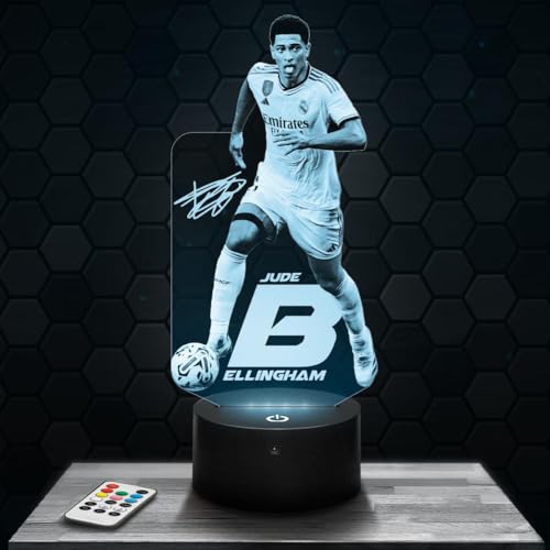 Lampephoto.fr Nachttischlampe J. Belligham Fußball deko Fußballer. Geschenkidee Mann objekt J.Bellighan Fußball Nachtlicht Erwachsene deko Zimmer. Weihnachten TOP von Lampephoto.fr