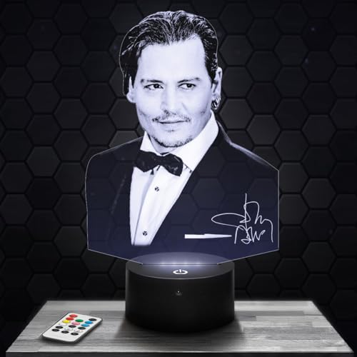 Nachttischlampe J.Depp deko Schauspieler. Geschenkidee Mann Frau objekt J.Depp Nachtlicht Erwachsene deko Zimmer. Weihnachten TOP von Lampephoto.fr