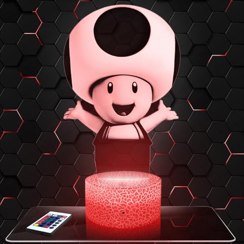 Lampephoto.fr Nachttischlampe Toad Gaming Gamer Videospiel Dekoration für Jungenzimmer 3D Toad Videospielobjekt Geschenkidee für eine gedämpfte Lichtdekoration Nachttischlampe Schreibtischlampe. von Lampephoto.fr