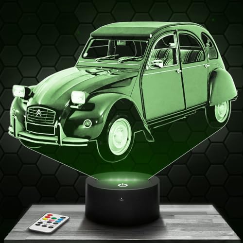 Nachttischlampe - Touch-Nachtlicht Auto 2 CV 3D-LED-Lampe Illusion, Geschenkidee Weihnachten Geburtstag Junge und Mädchen Nachttischlampe Kinder- oder Erwachsenenzimmer von Lampephoto.fr