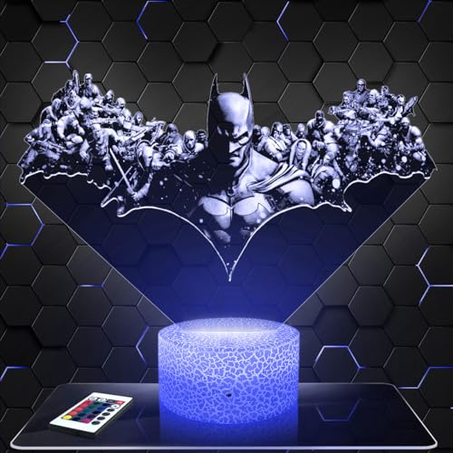 Nachttischlampe - Touch-Nachtlicht Batman Arkham City 3D-LED-Lampe Illusion, Geschenkidee Weihnachten Geburtstag Junge und Mädchen Nachttischlampe Kinder- oder Erwachsenenzimmer TOP von Lampephoto.fr