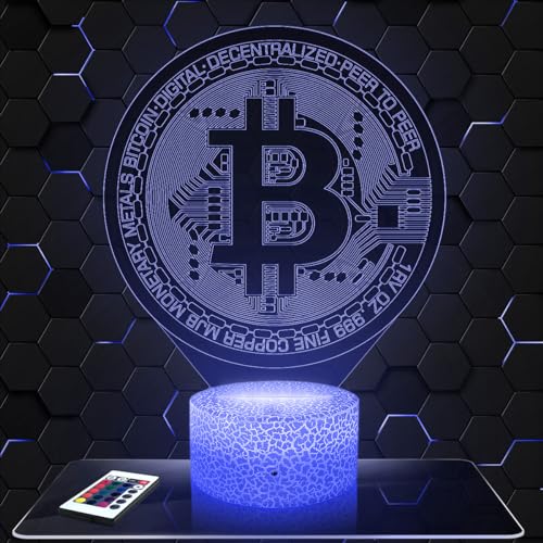 Nachttischlampe - Touch-Nachtlicht Cryptomonaie Bitcoin BTC 3D-LED-Lampe Illusion, Geschenkidee Weihnachten Geburtstag Junge und Mädchen Nachttischlampe Kinder- oder Erwachsenenzimmer von Lampephoto.fr