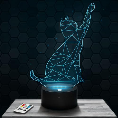Nachttischlampe - Touch-Nachtlicht Geometrische Katze 3D-LED-Lampe Illusion, Geschenkidee Weihnachten Geburtstag Junge und Mädchen Nachttischlampe Kinder- oder Erwachsenenzimmer TOP von Lampephoto.fr