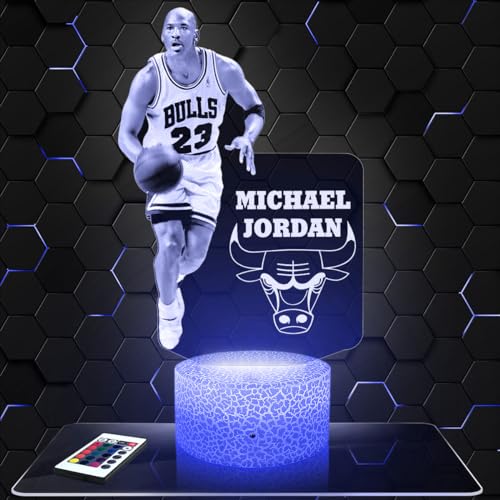 Nachttischlampe - Touch-Nachtlicht M.Jordan Basketballspieler 3D-LED-Lampe Illusion, Geschenkidee Weihnachten Geburtstag Junge und Mädchen Nachttischlampe Kinder- oder Erwachsenenzimmer TOP von Lampephoto.fr