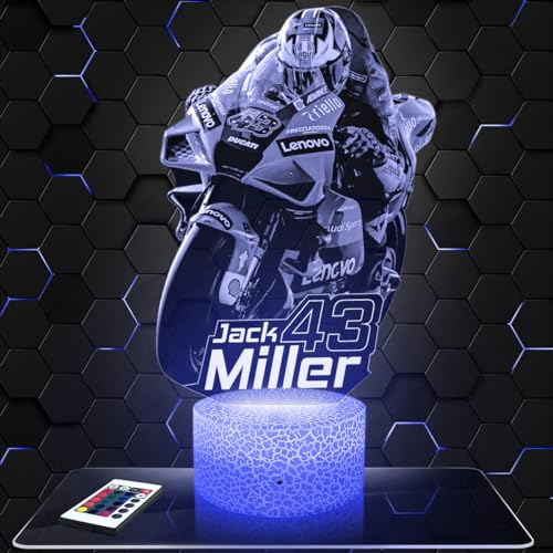 Nachttischlampe - Touch-Nachtlicht Moto GP J. Miller 3D-LED-Lampe Illusion, Geschenkidee Weihnachten Geburtstag Junge und Mädchen Nachttischlampe Kinder- oder Erwachsenenzimmer von Lampephoto.fr