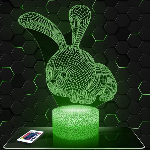 Nachttischlampe - Touch-Nachtlicht Niedlicher Hase Tier 3D-LED-Lampe Illusion, Geschenkidee Weihnachten Geburtstag Junge und Mädchen Nachttischlampe Kinder- oder Erwachsenenzimmer von Lampephoto.fr