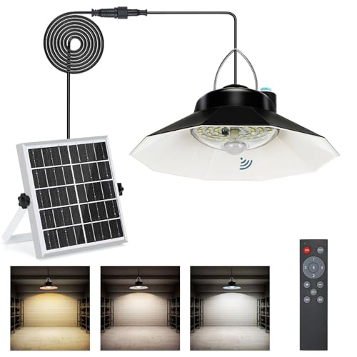 Lampop Solar Hängelampe Outdoor mit Sensor Solarlampen für Außen Hängend 4400mAh IP 65 Hängelampe Solar Outdoor Mit Fernbedienung Pendelleuchte mit Bewegungsmelder Fünf Modi und drei Farbtemperaturen von Lampop