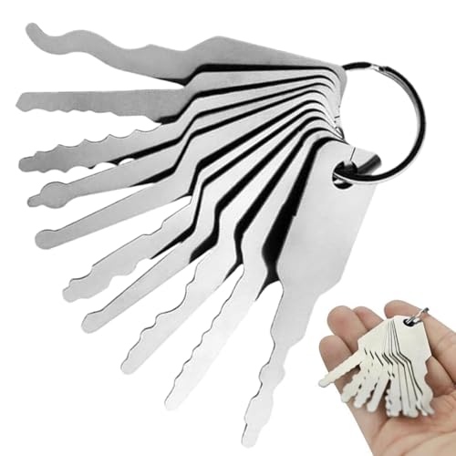 10pcs Lock Picking Kit gefälschte Edelstahlschlüssel 2.9x0.7 Master -Tasten Ersatz Skelett Lock Pick -Set mehrere Formen Schloss Notfallwerkzeug für Badezimmerschlösser Autoschlösser 10pcs Lock Picking Kit gefälschte Edelstahlschlüssel 2.9x0.7 Master -Tasten Ersatz Skelett Lock Pick -Set mehrere Formen Schloss Notfallwerkzeug für Badezimmerschlösser Autoschlösser von Lamppdcor