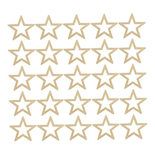 25pcs hölzerne Sterne unvollendete hohle natürliche Scheiben DIY Craft Project Ausschnitt von Lamppdcor