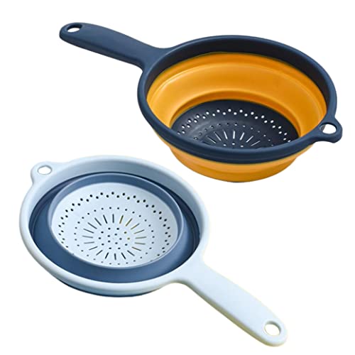 2pcs Faltsieb Colander, zusammenklappbarer Colander faltbares Obst -Gemüsesieb mit Griffabfluss für die Küche von Lamppdcor