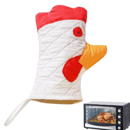 Hitzebeständige Ofenhandschuhe 1PC - Niedlicher Hahnbackfabrik mit Hangseil zum sicheren Backen, Kochen, Grillen (Grillhandschuhe) von Lamppdcor