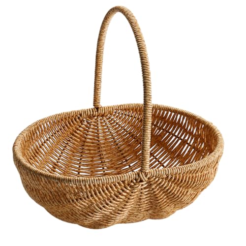 Lamppdcor 11x8x11in Picknickkorb Weiden Rustikal gewebtes stabil verstärkt mit ineinandergreifender Erntekorb für Aufbewahrung Picknicks Ostergeschenkmedium von Lamppdcor