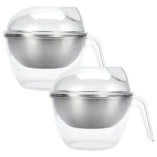 Lamppdcor 2pcs Salatschale mit Deckel, 1, 5 l schrägem Mund Edelstahl -Dip -Käller mit Sieb und Griff für Pasta -Kartoffel -Dressingfrucht von Lamppdcor