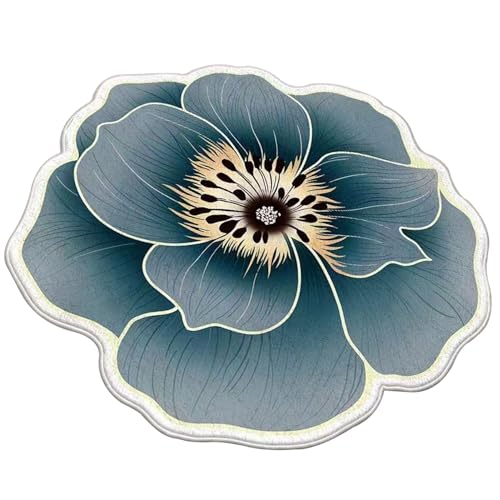 Lamppdcor 35-Zoll-Blumenformenteppich, Nachahmung Kaschmir nicht rutscher Blumenteppich für Wohnzimmer, Schlafzimmer von Lamppdcor