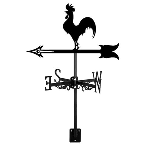 Lamppdcor Eisen dekorativer Wind Schaufel 13x22inch, Dachhalterung Tierform Weathervane, Windrichtungsindikator für Gartenfarm, Hahn von Lamppdcor